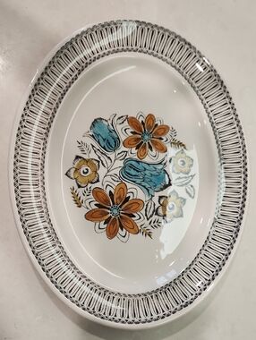 VINTAGE Ceramic Floral Serving Platter IRONSTONE Kathie Winkle